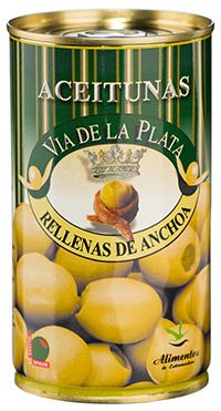 Aceitunas rellenas de anchoa 350 g Oliven Sardellen/Olives anchois Via de la Plata Aicetunera del Guadiana