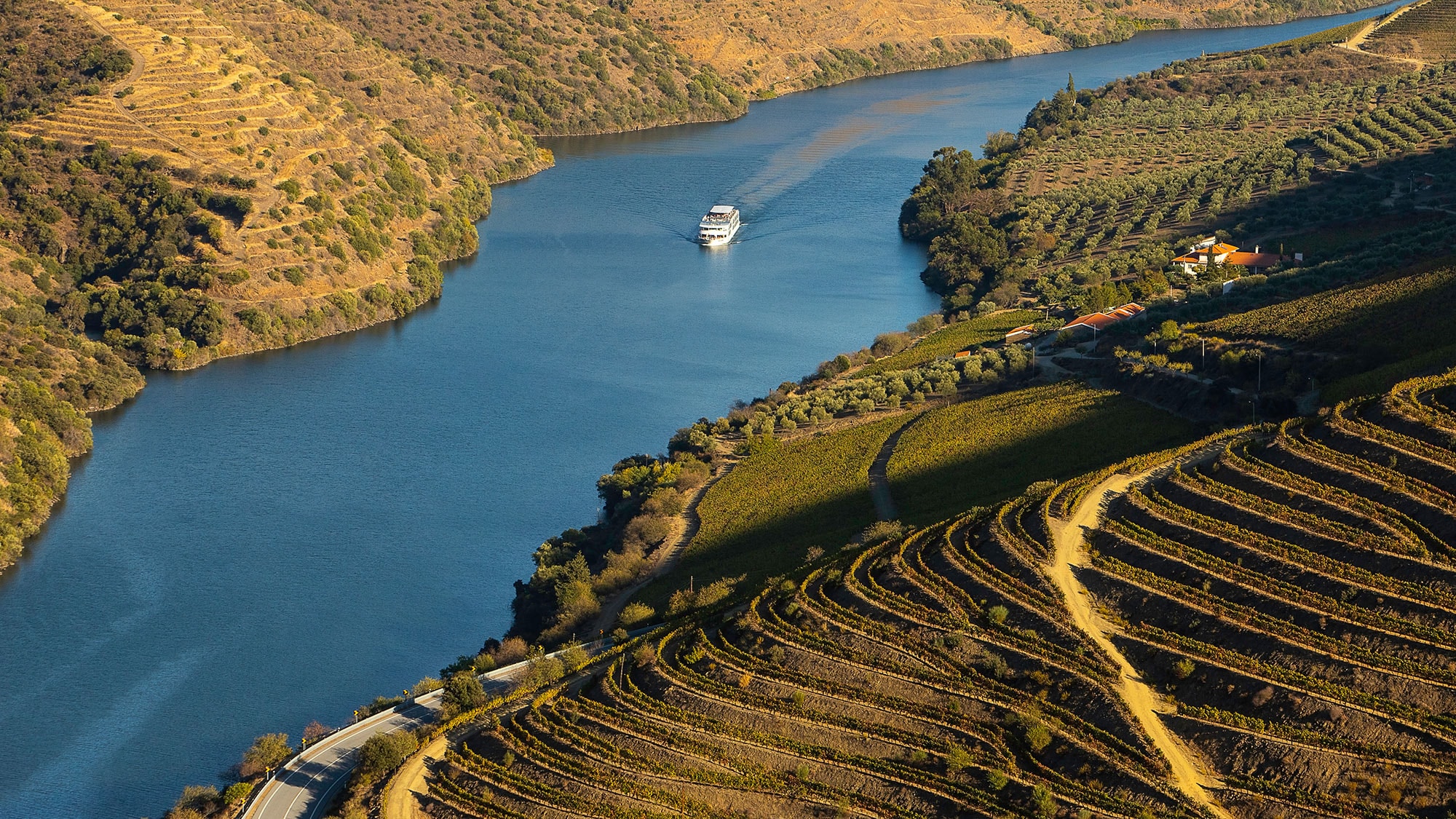 In weiten Schleifen windet sich der Douro durch die Landschaft.